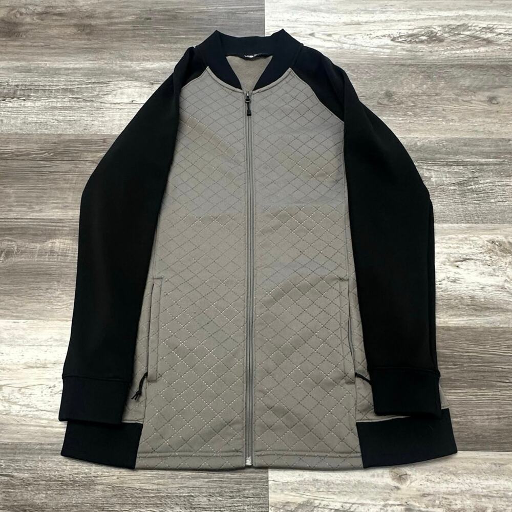 The North Face Gray Black‎ Womens L Full Zip Diamond Quilted Fleece Lined Jacket